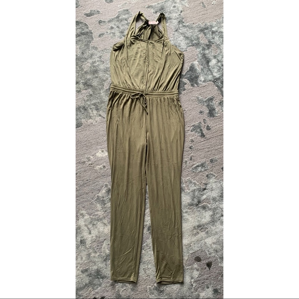JustFab large green jumpsuit